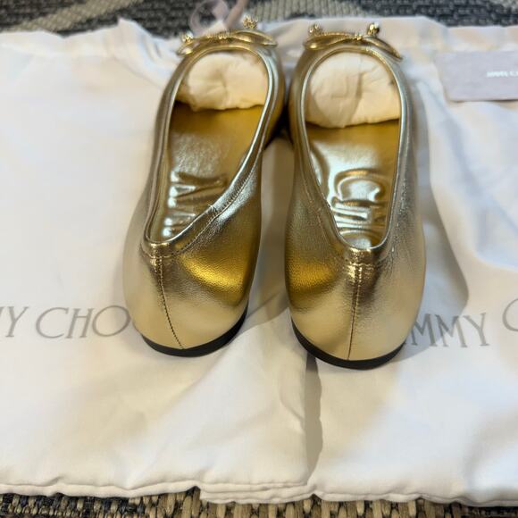 Jimmy Choo Elme Flat Gold Size 38.5 - Picture 3 of 10
